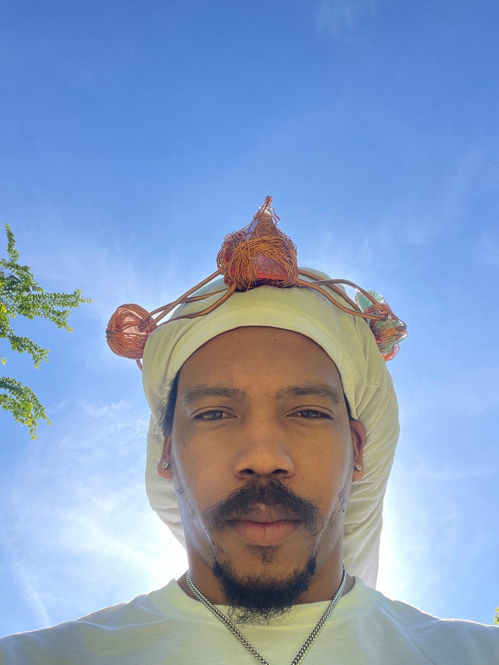 Handcrafted Copper Crown with Crystals & Pyramid