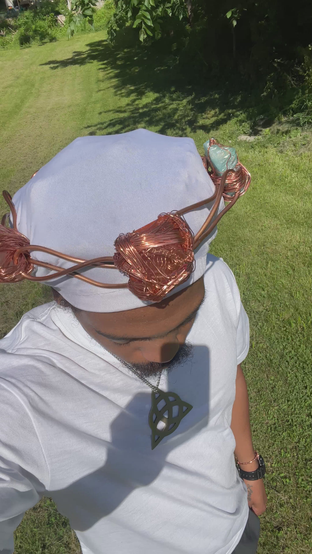 Handcrafted Copper Crown with Crystals & Pyramid